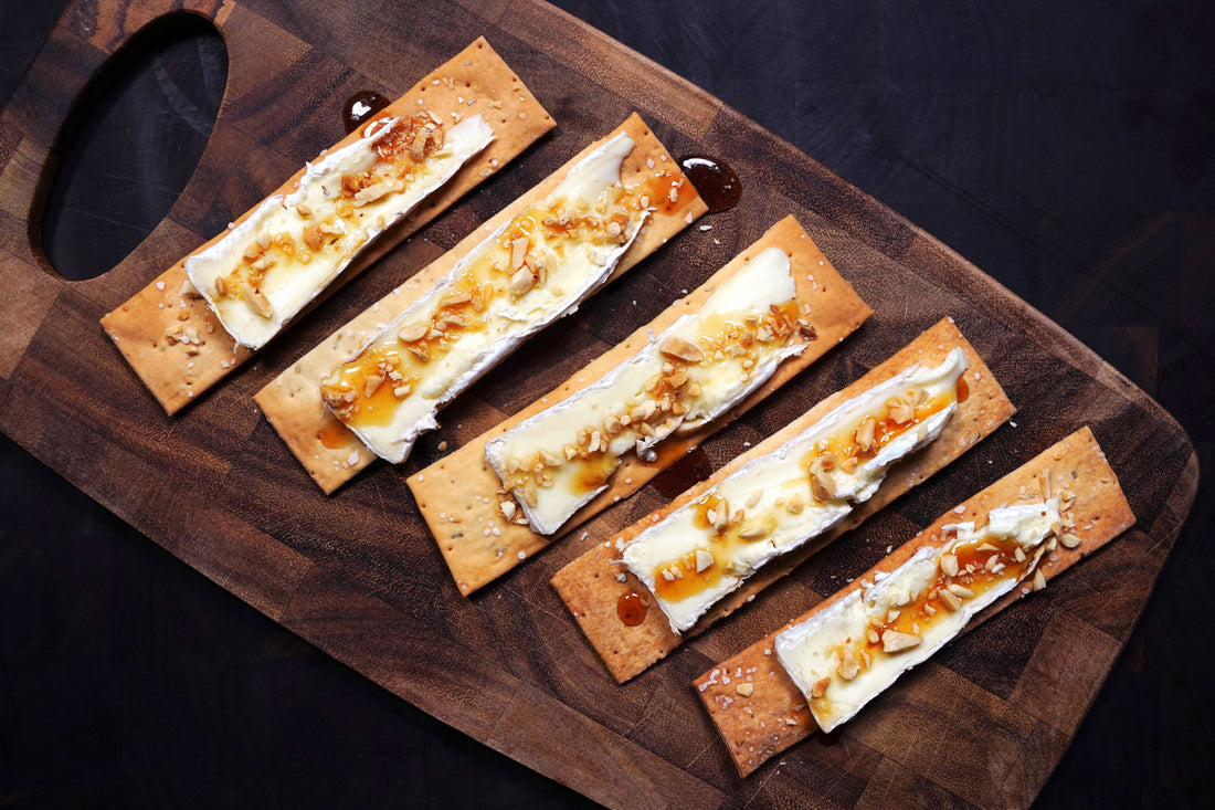Brie with Beer Honey and Crushed Salted Peanuts