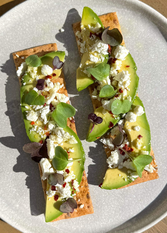 Avocado Feta with Chili Flakes