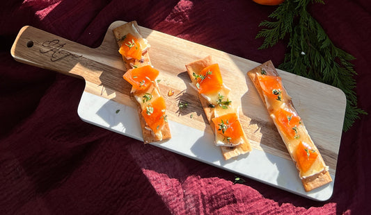 Persimmon, Brie and Honey Bites